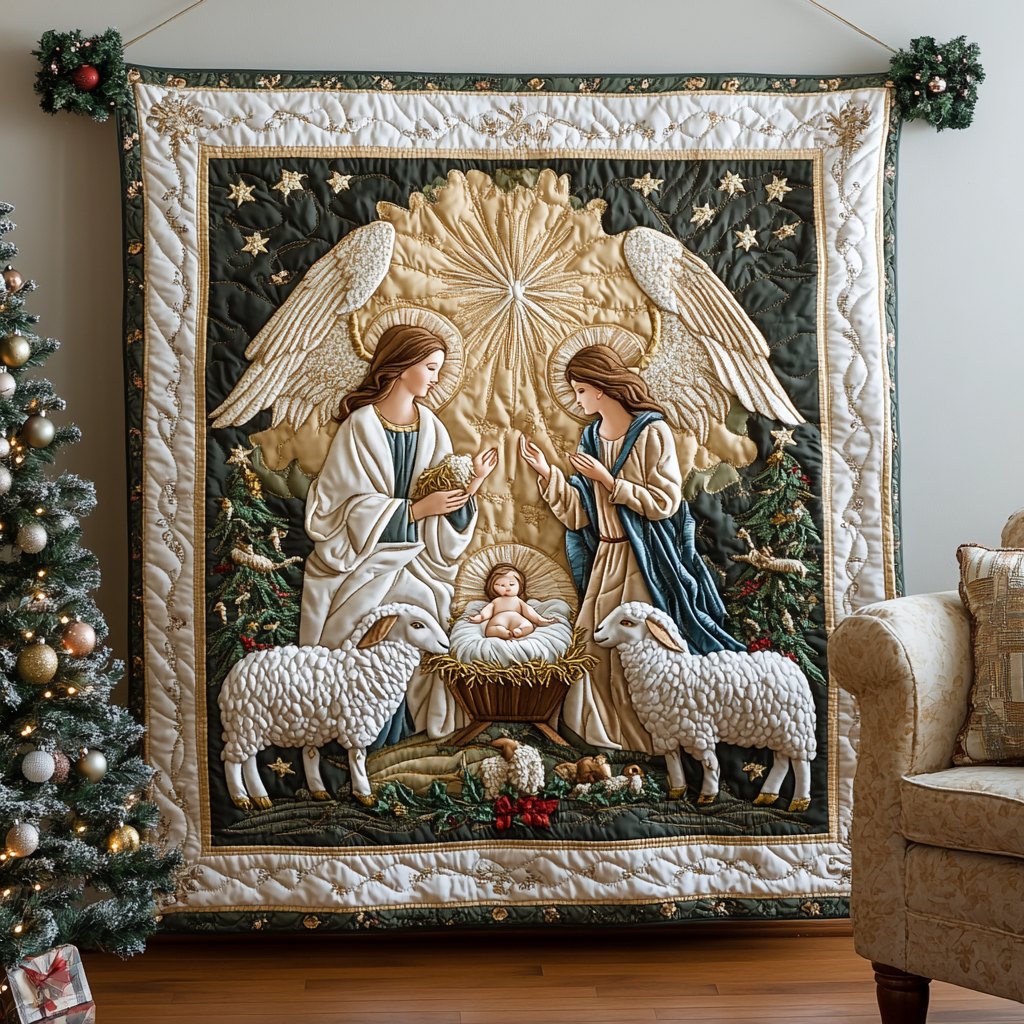 Angel Blessing Quilted Blanket printed blanket