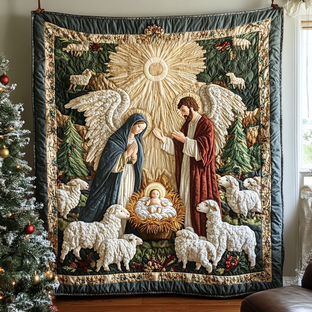 Angel Blessing Quilted Blanket printed blanket