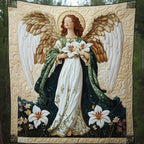 Angel With Lilies Quilted Blanket printed blanket