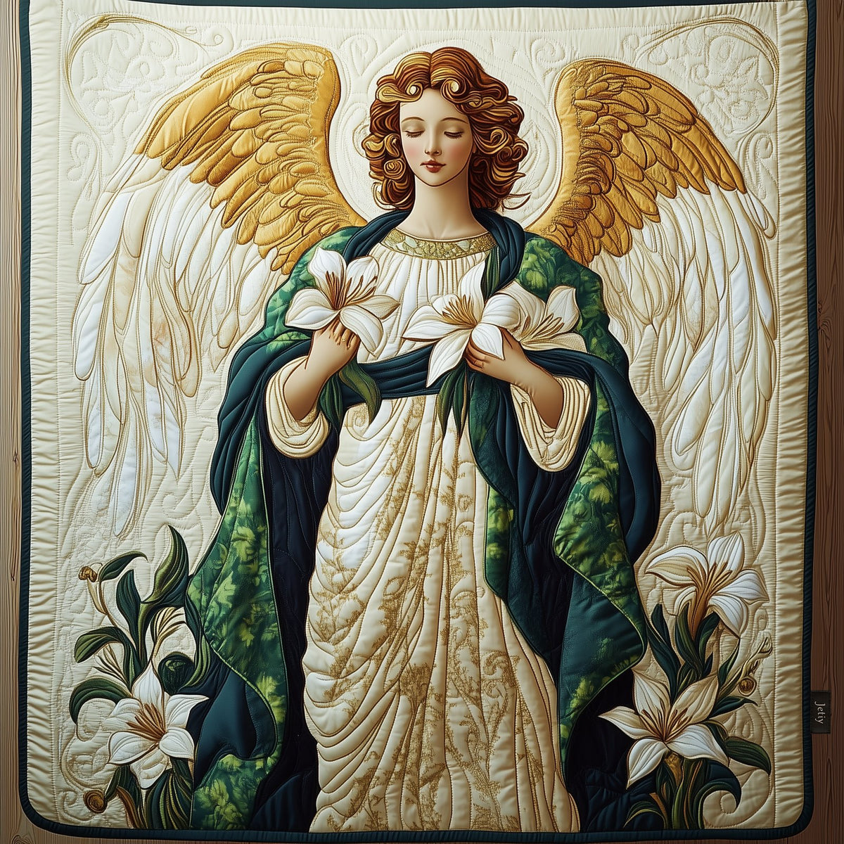 Angel With Lilies Quilted Blanket printed blanket