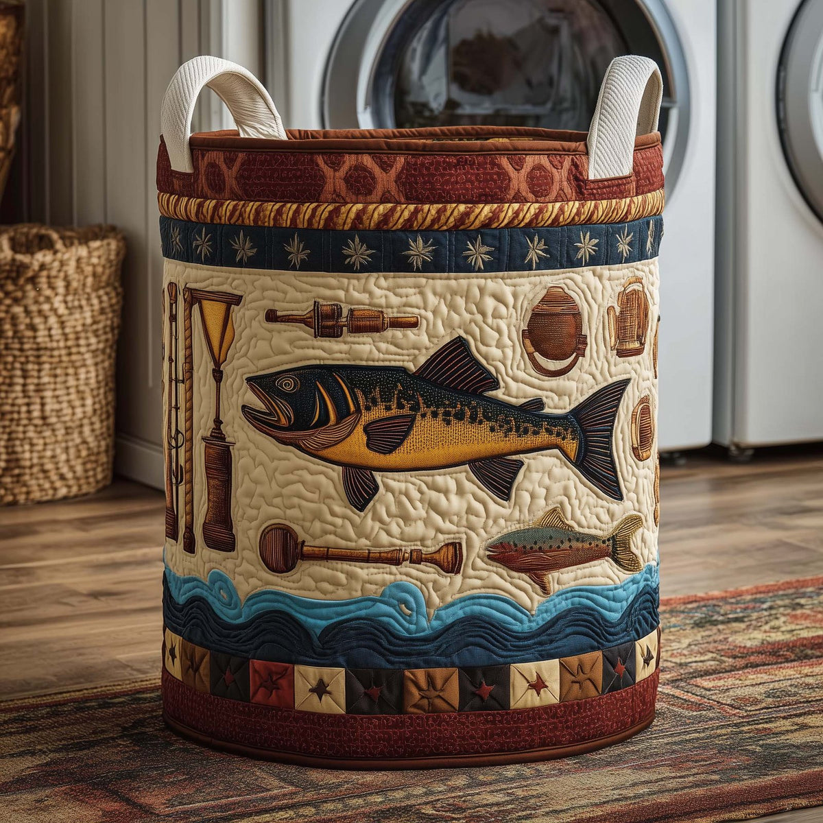 Angler Gear Quilted Laundry Hamper printed laundry hamper
