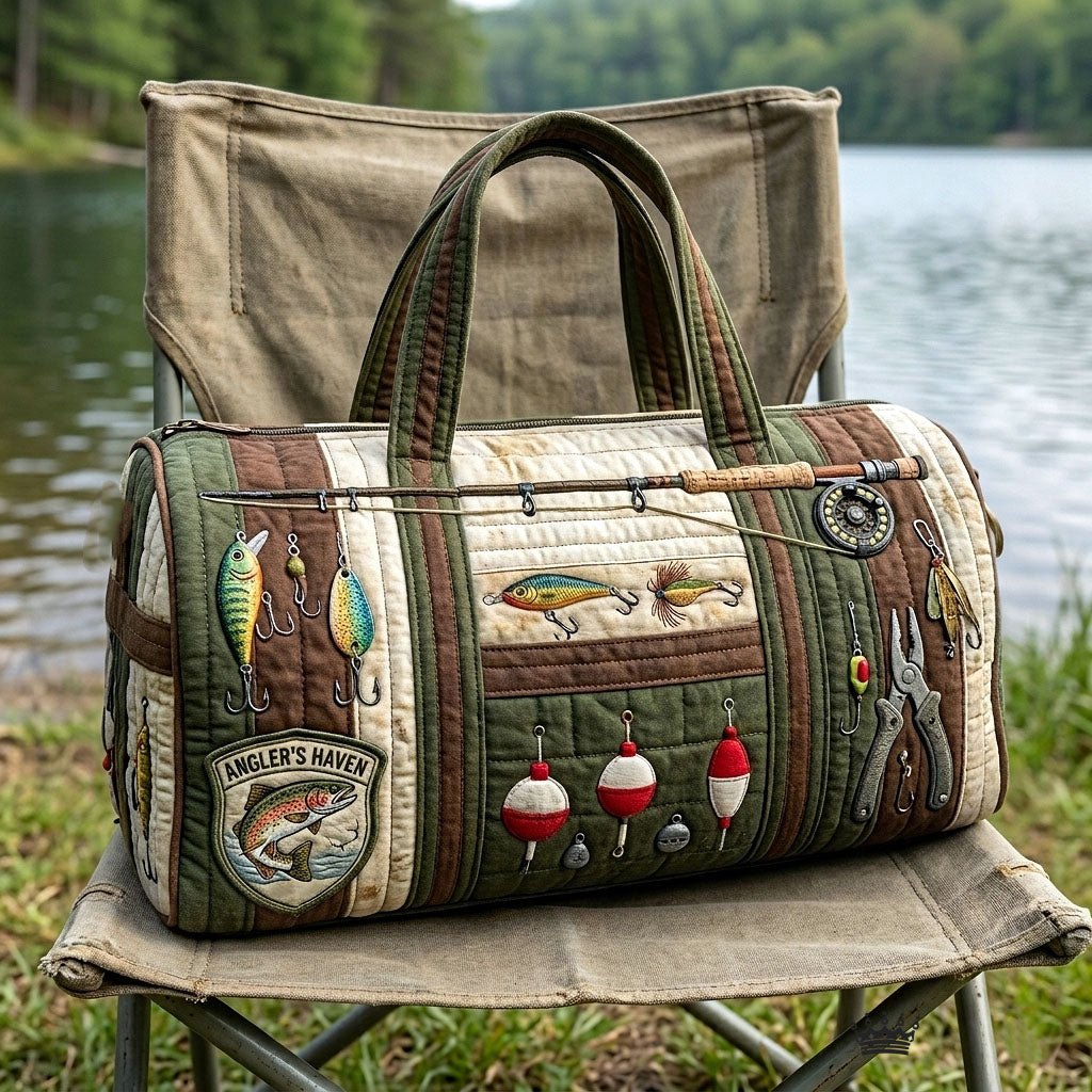 Angler Life Quilted Duffle Bag printed duffle bag