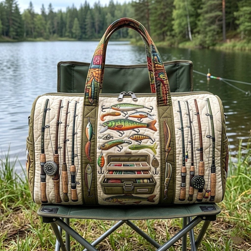 Angler Life Quilted Duffle Bag printed duffle bag