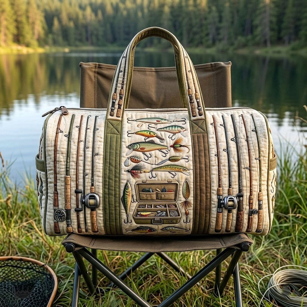 Angler Life Quilted Duffle Bag printed duffle bag