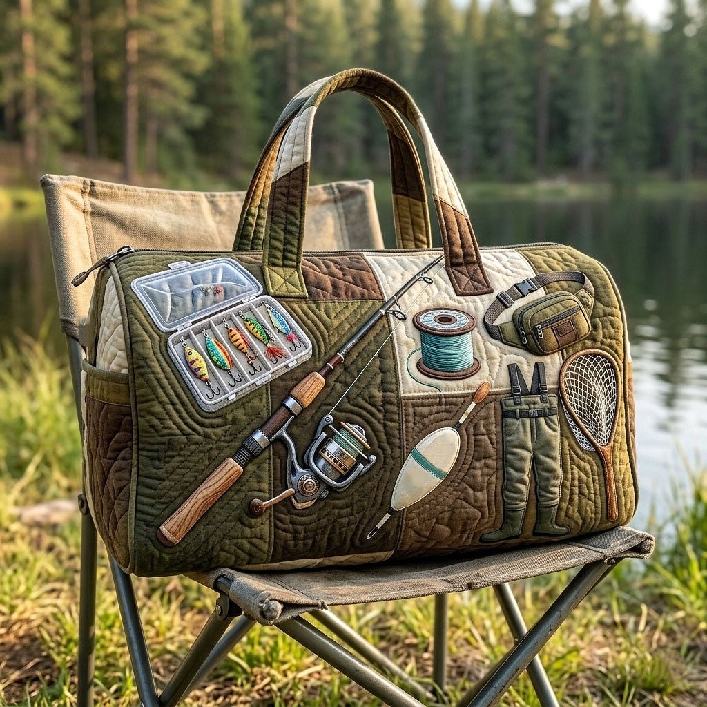 Angler Life Quilted Duffle Bag printed duffle bag