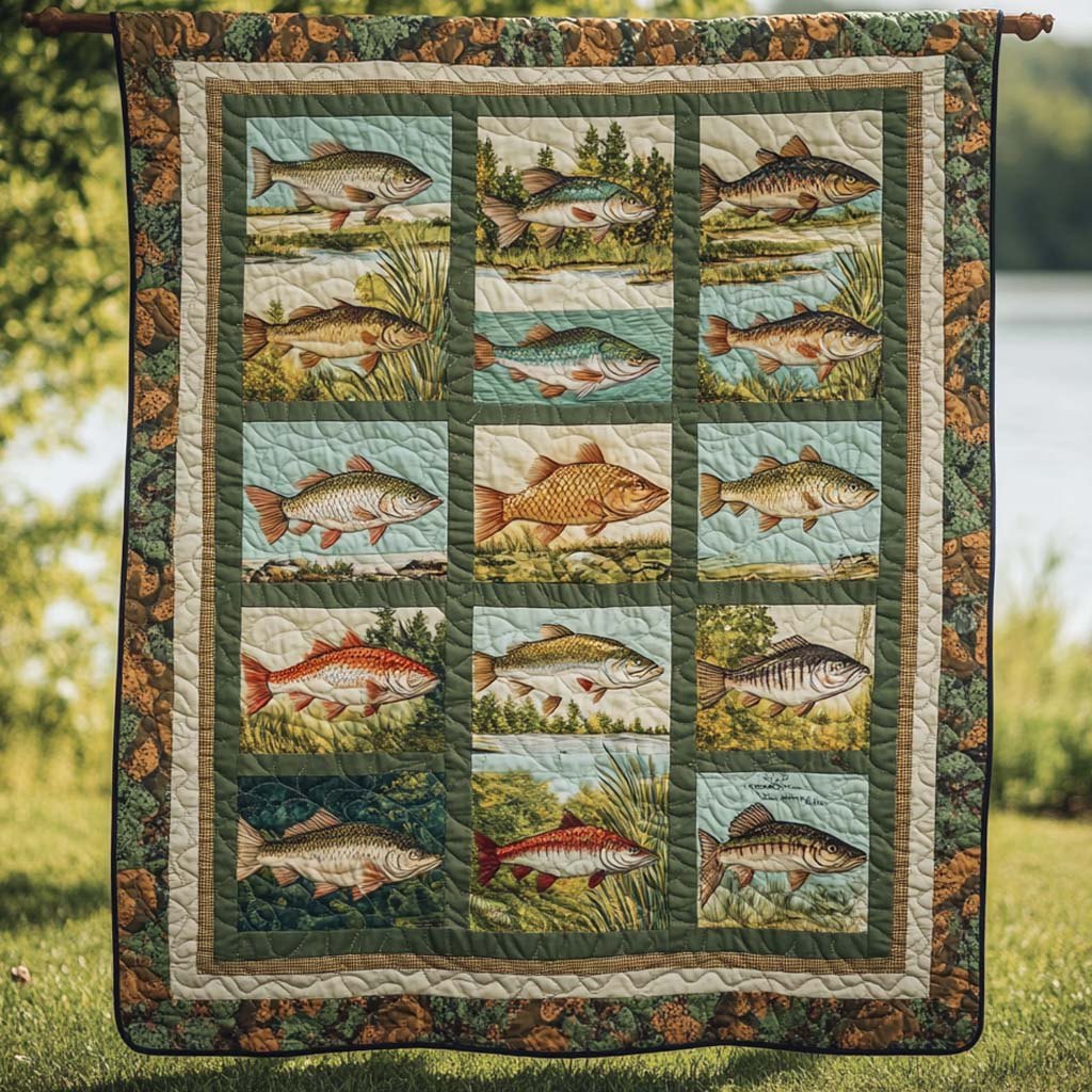 Angler Map Quilted Blanket printed blanket