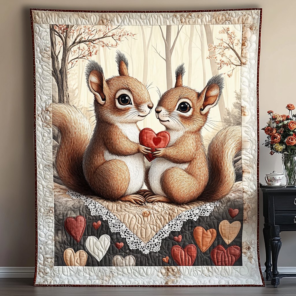 Animal Love Story Quilted Blanket printed blanket