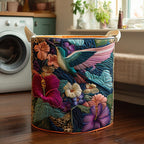 Antique Hummingbird Quilted Laundry Hamper printed laundry hamper