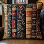 Antique Library Quilted Cushion Cover printed cushion cover