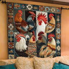Antique Rooster Quilted Blanket printed blanket
