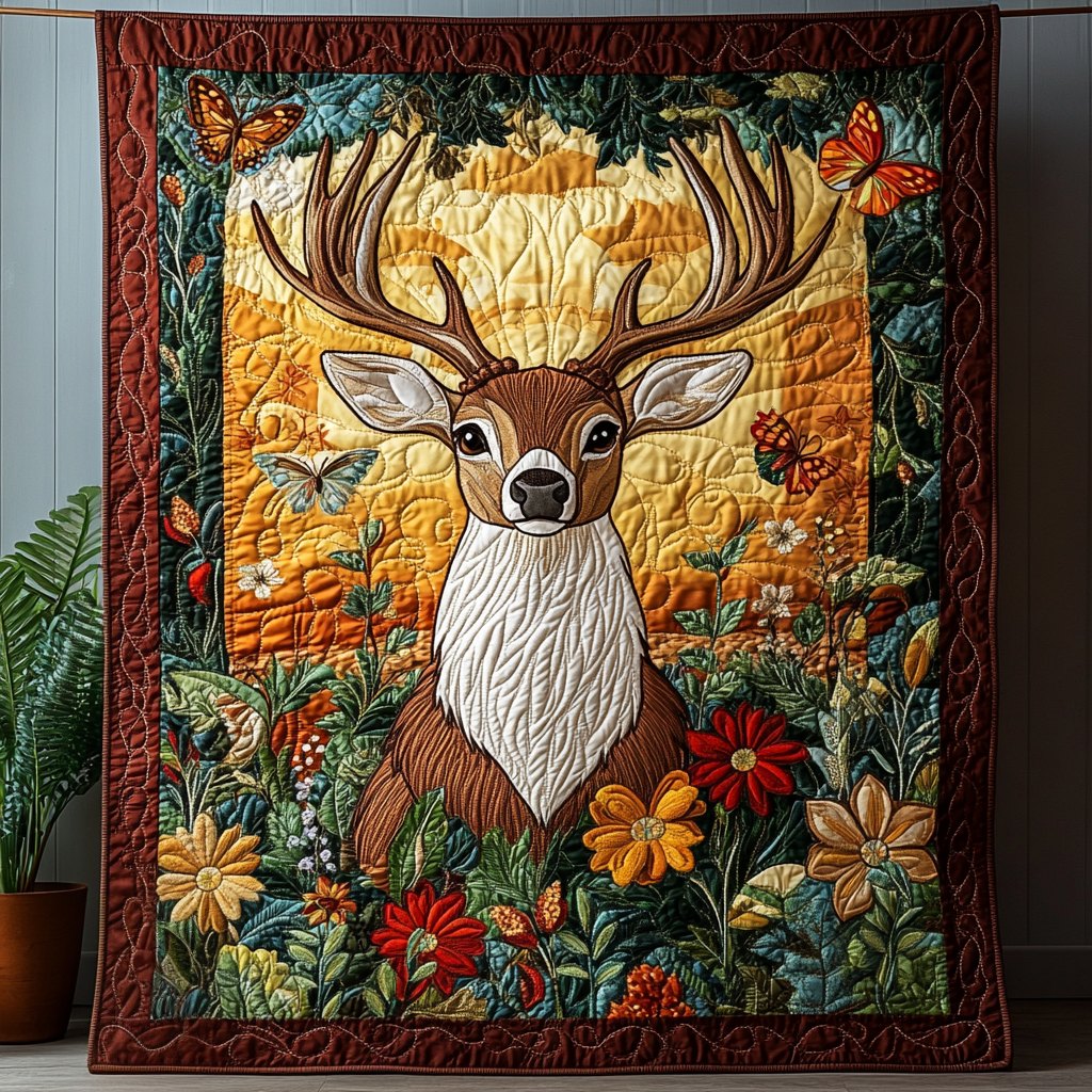 Antler Charm Quilted Blanket printed blanket