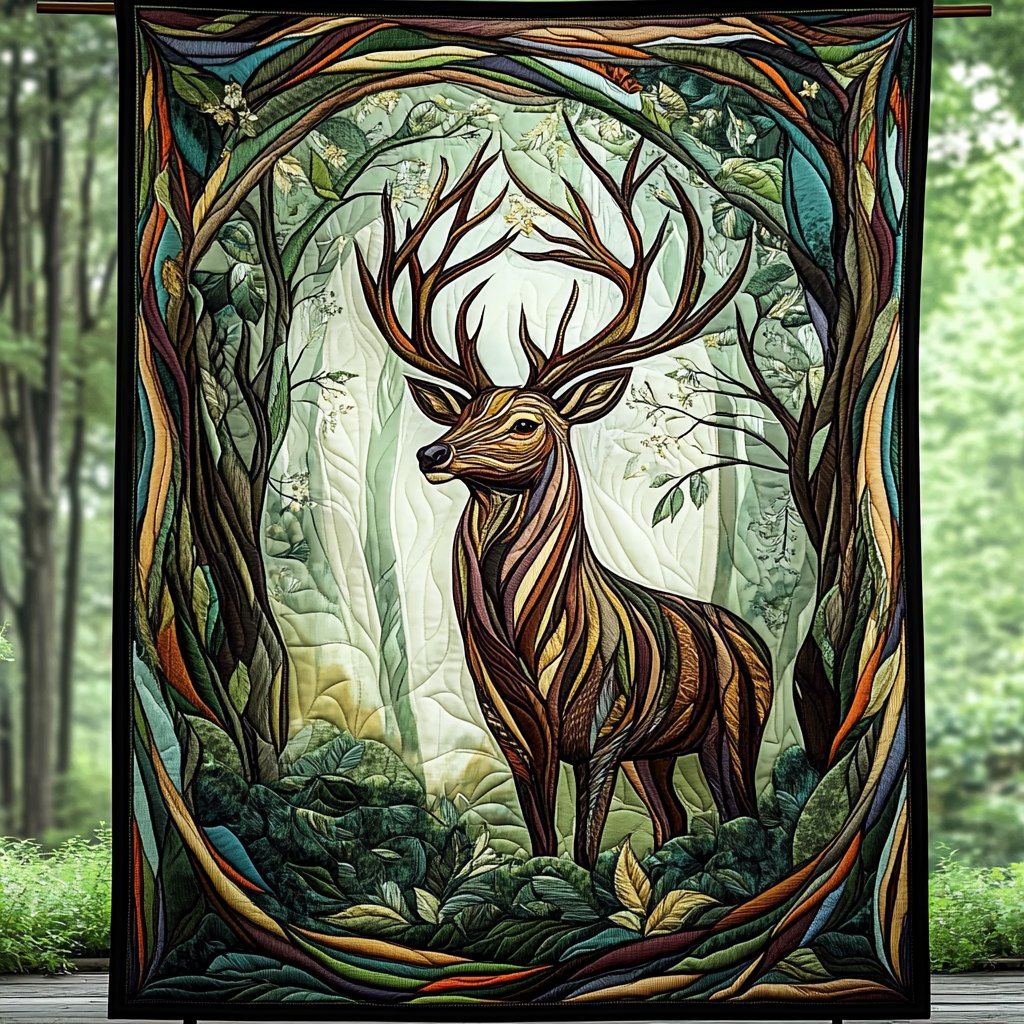 Antler Wonderland Quilted Blanket printed blanket