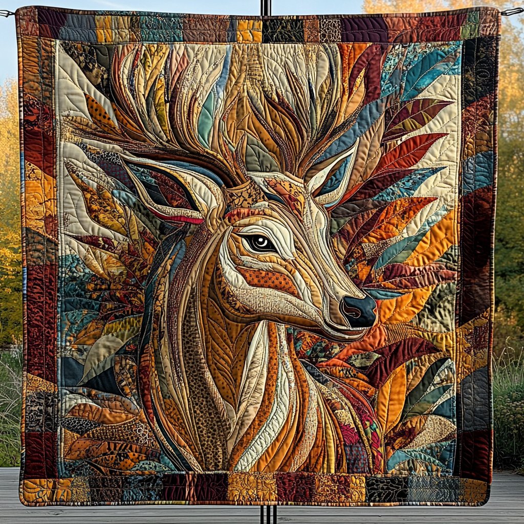 Antlered Elegance Quilted Blanket printed blanket