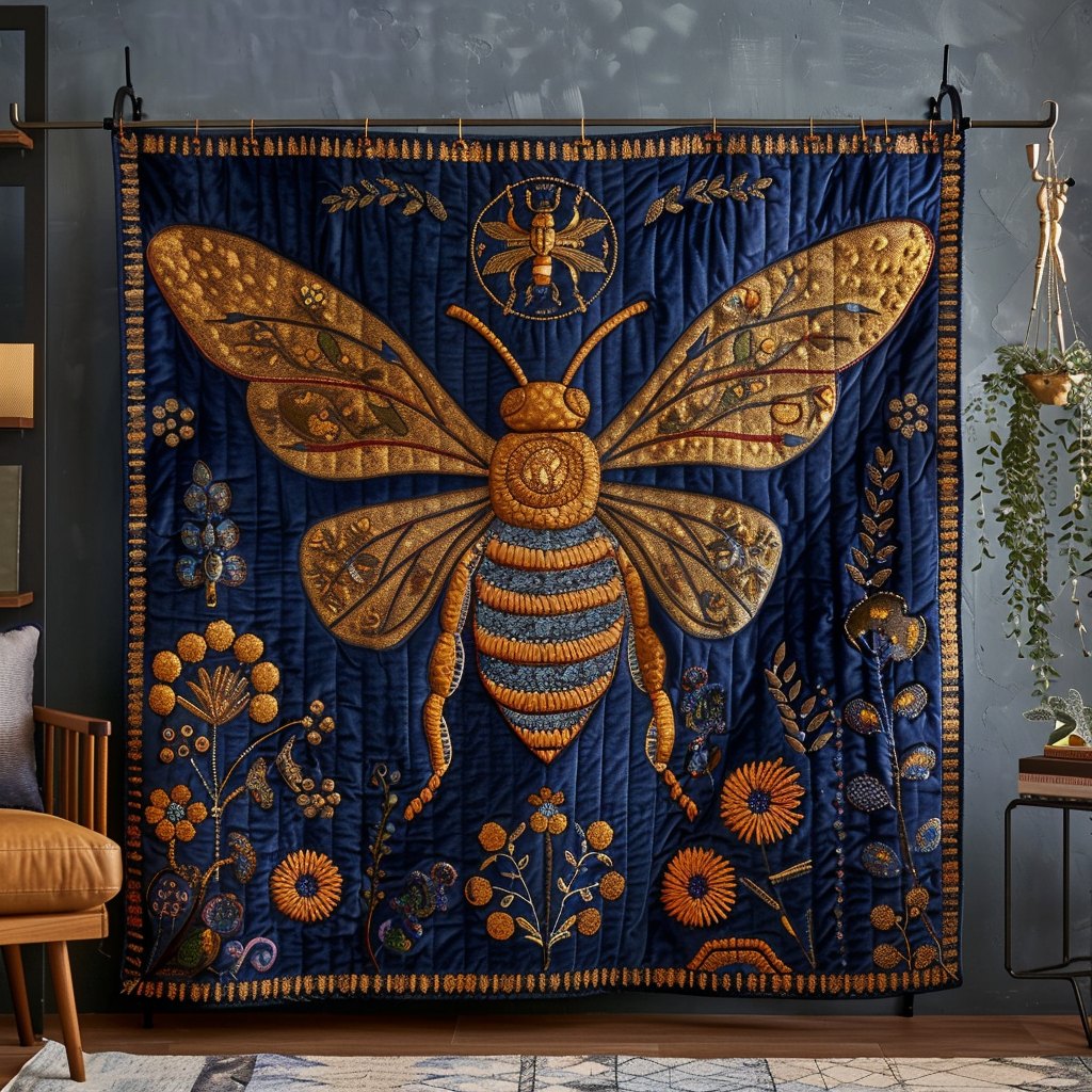Apiary Artistry Quilted Blanket printed blanket