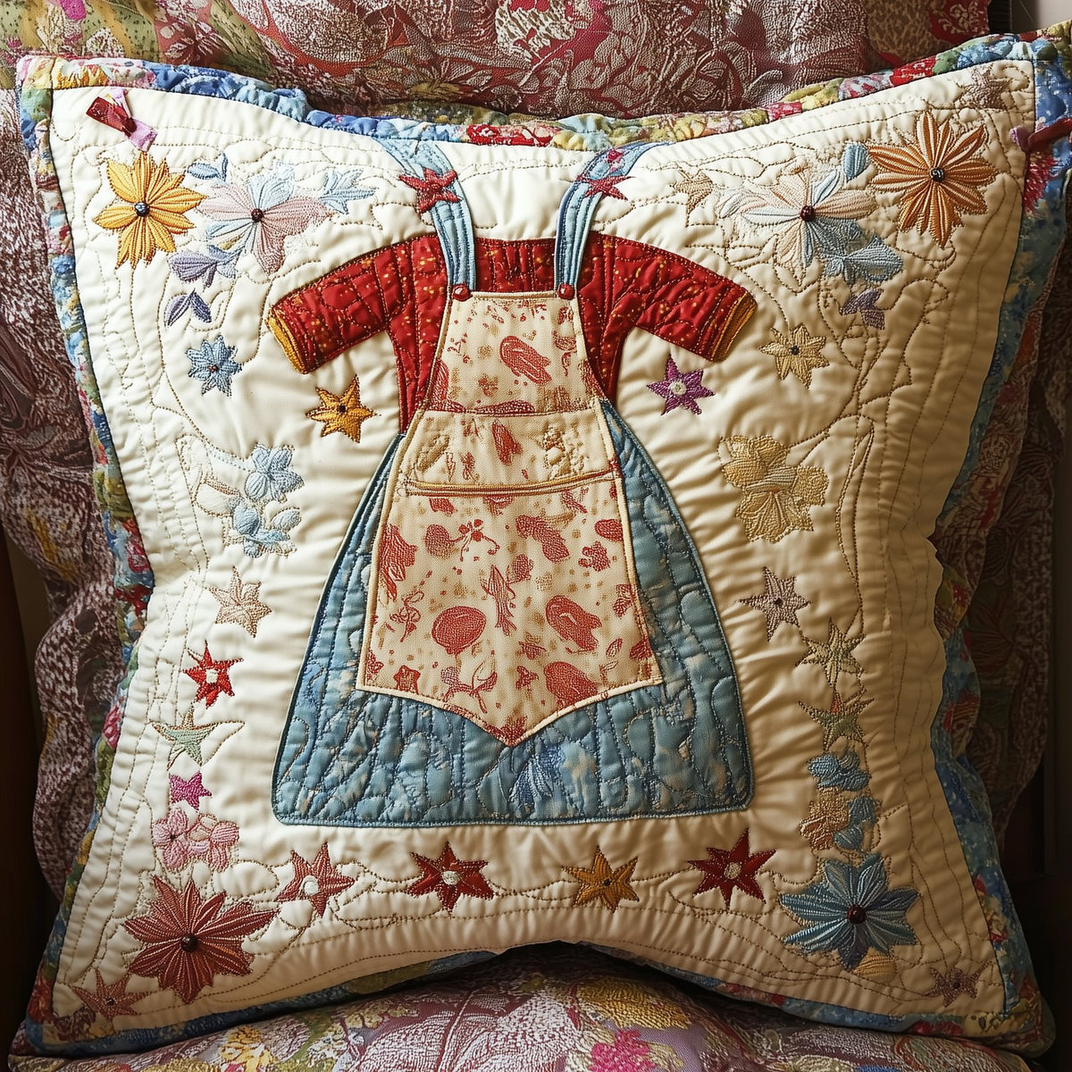 Aprons of Mom Quilted Cushion Cover printed cushion cover