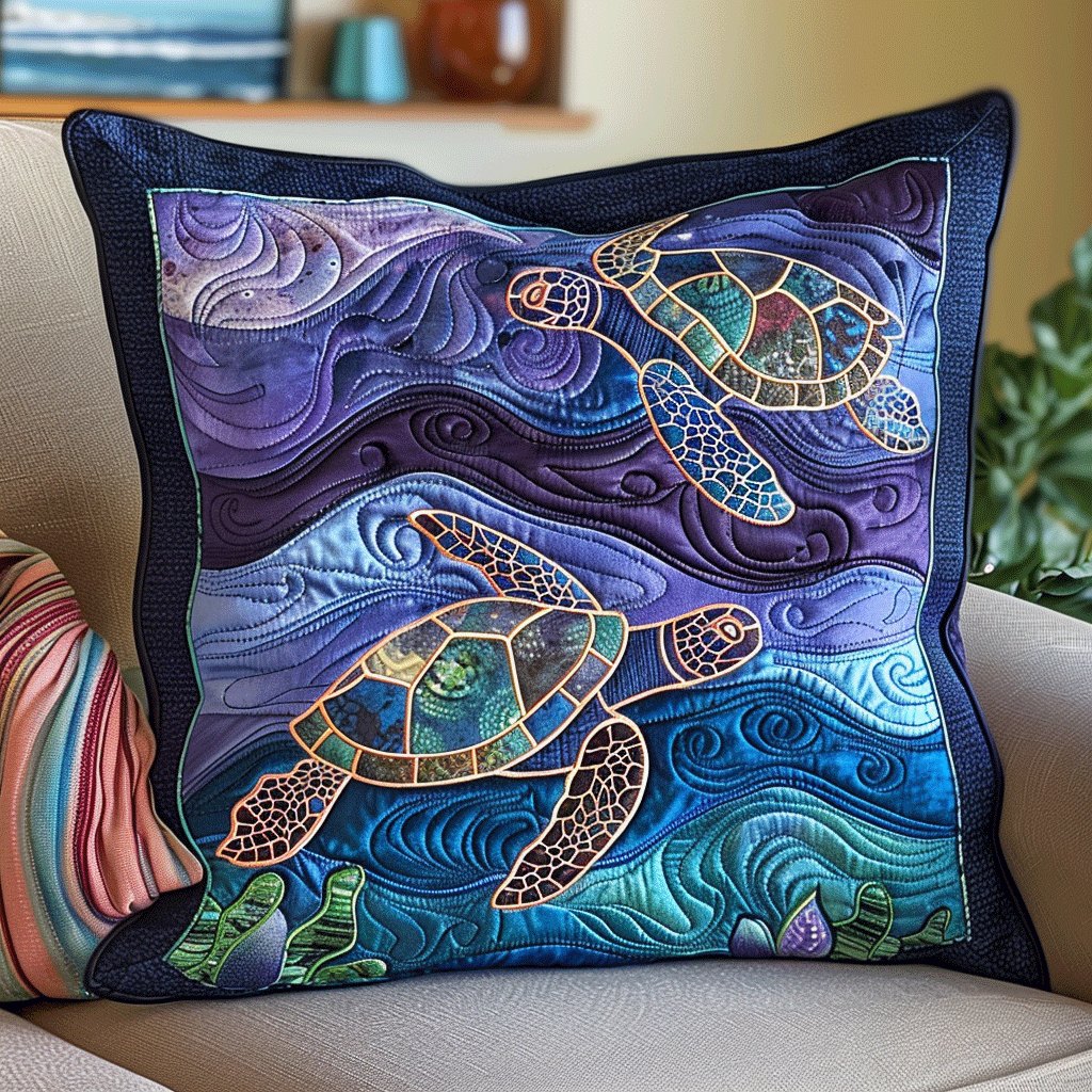 Aqua Adventure Quilted Cushion Cover printed cushion cover