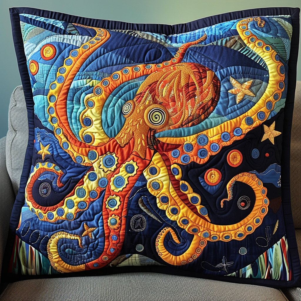 Aqua Aura Quilted Cushion Cover printed cushion cover