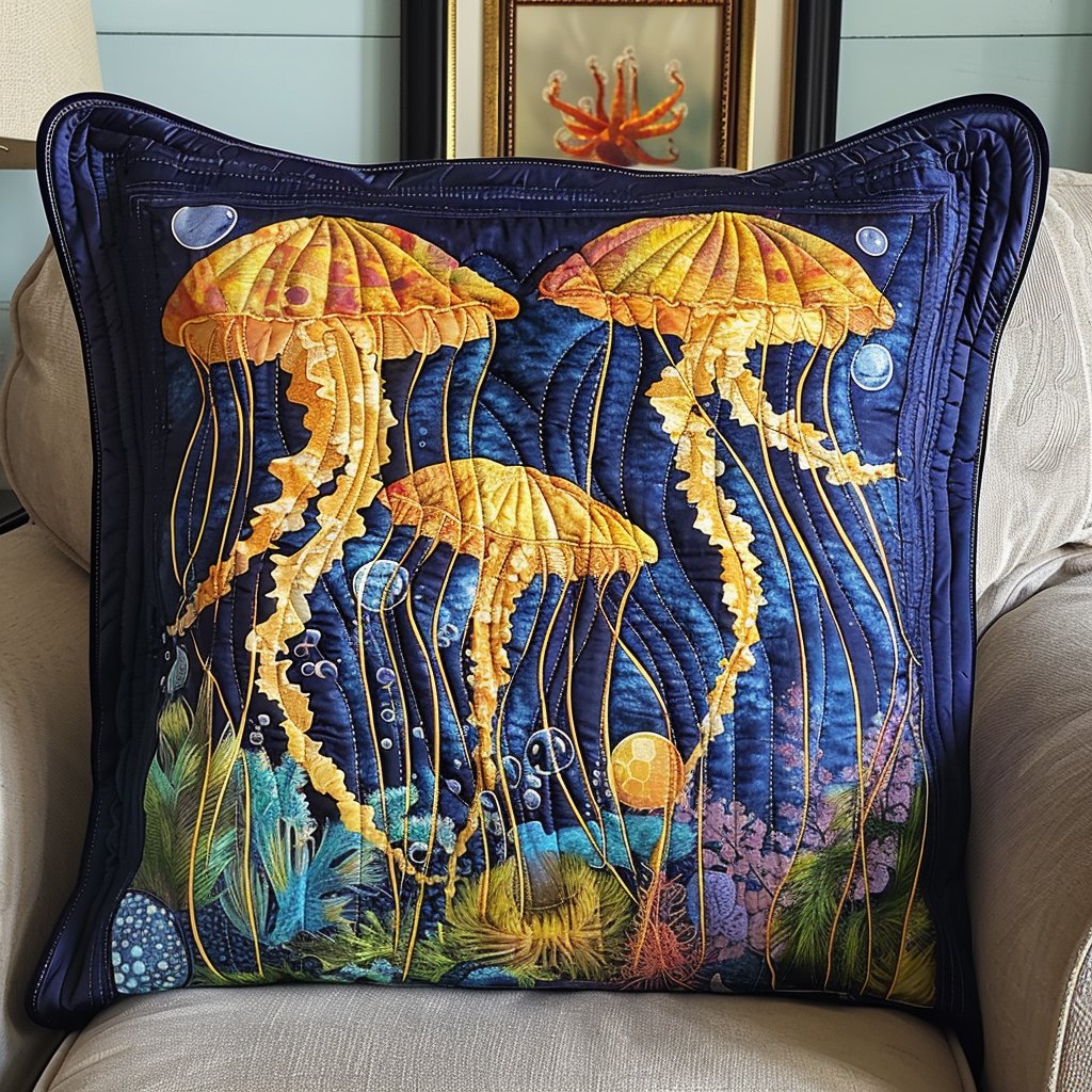 Aqua Ballet Quilted Cushion Cover printed cushion cover