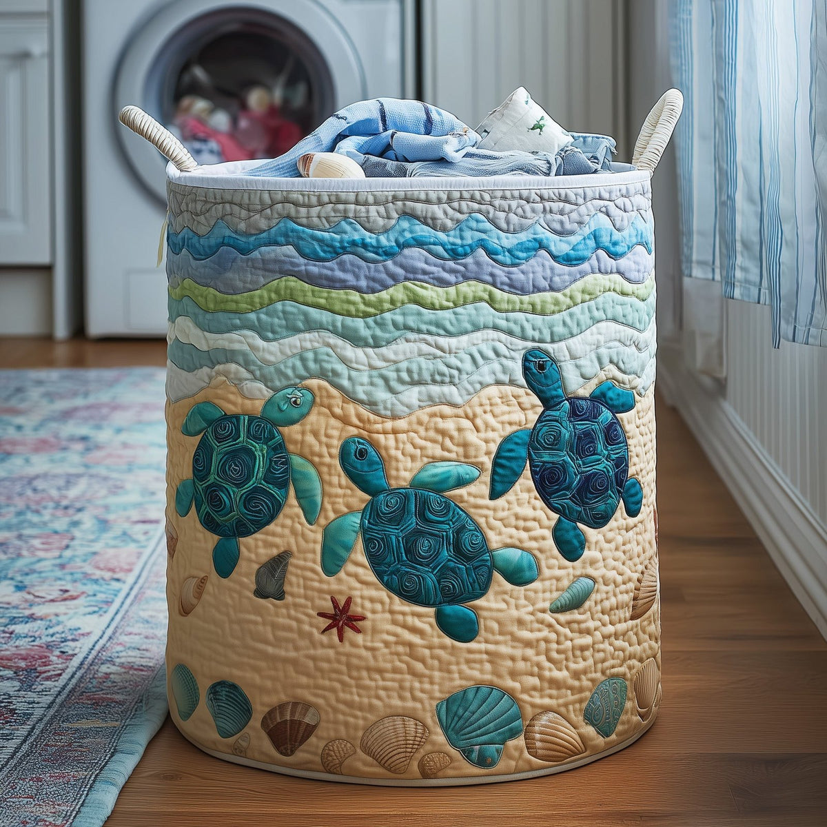 Aqua Buddies Quilted Laundry Hamper printed laundry hamper