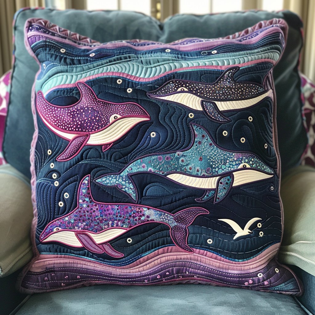 Aqua Dreamscape Quilted Cushion Cover printed cushion cover
