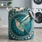 Aqua Mandala Quilted Laundry Hamper printed laundry hamper