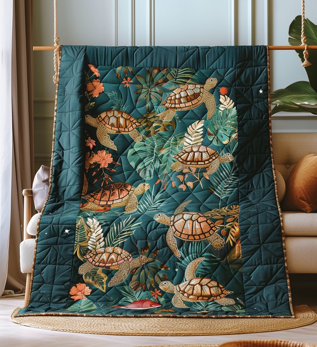 Aqua Oasis Quilted Blanket printed blanket