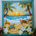 Aqua Turtle Trail Quilted Blanket printed blanket