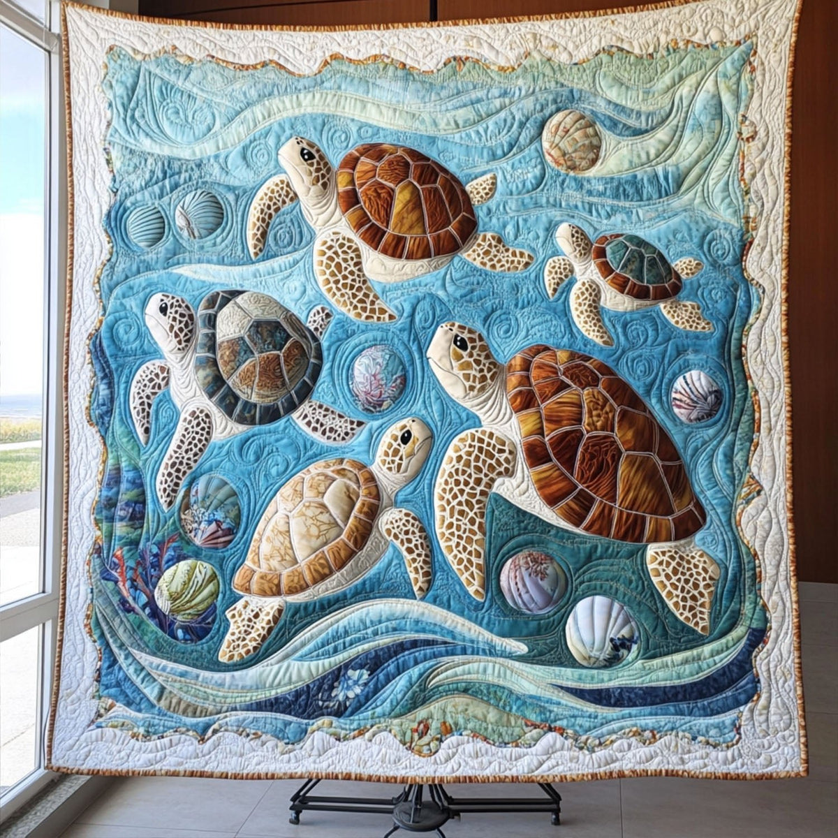 Aqua Voyager Quilted Blanket printed blanket