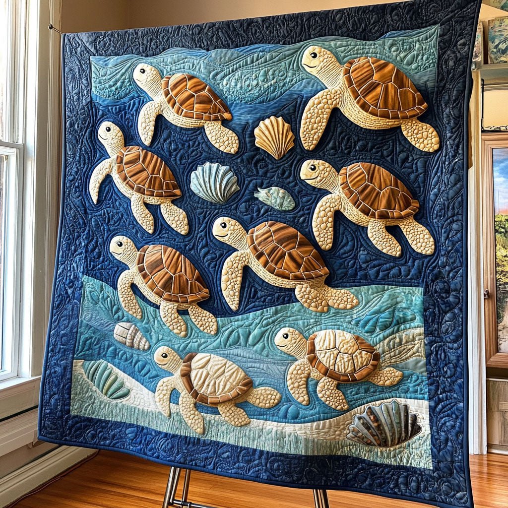 Aquatic Elegance Quilted Blanket printed blanket