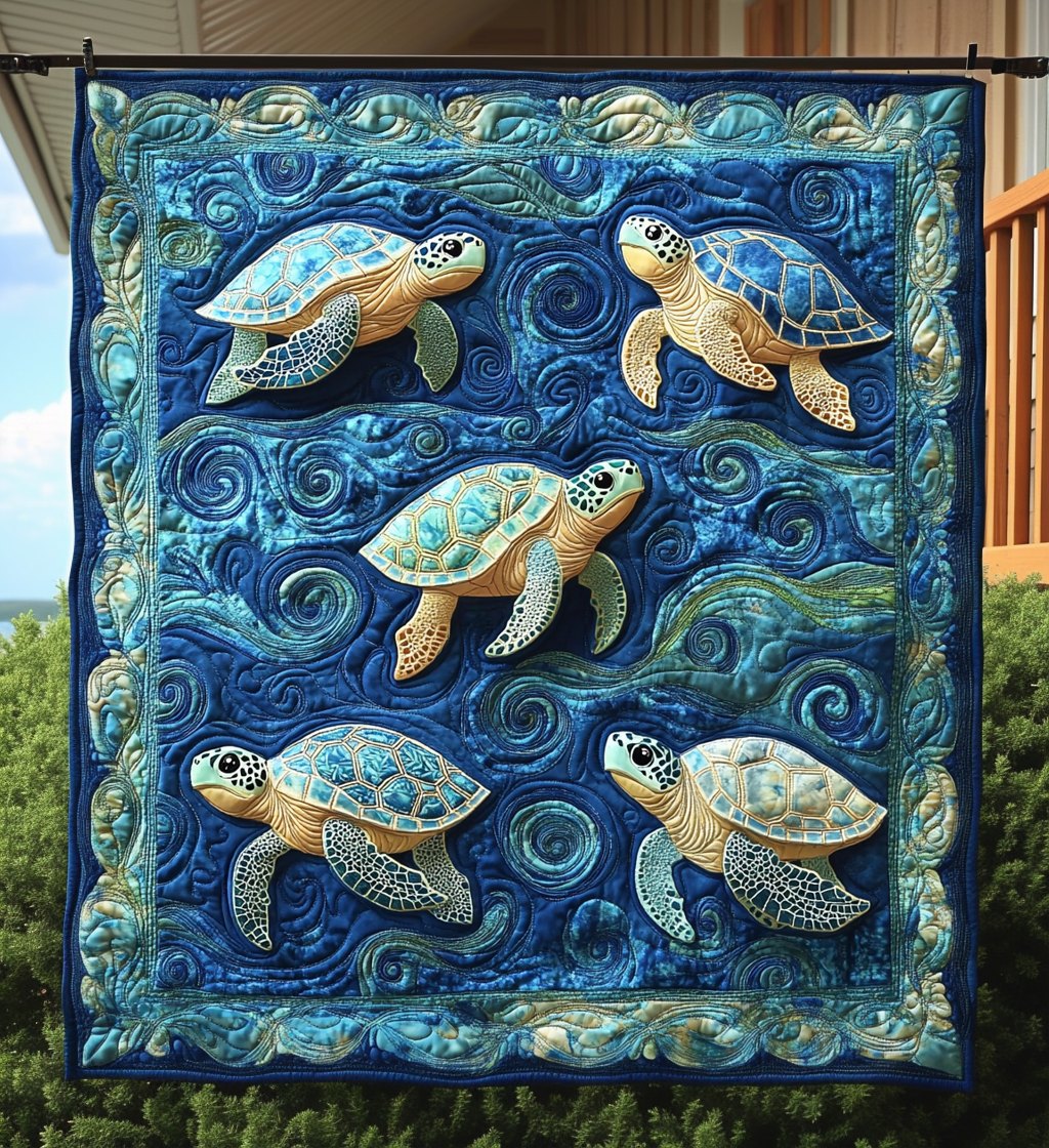 Aquatic Harmony Quilted Blanket printed blanket