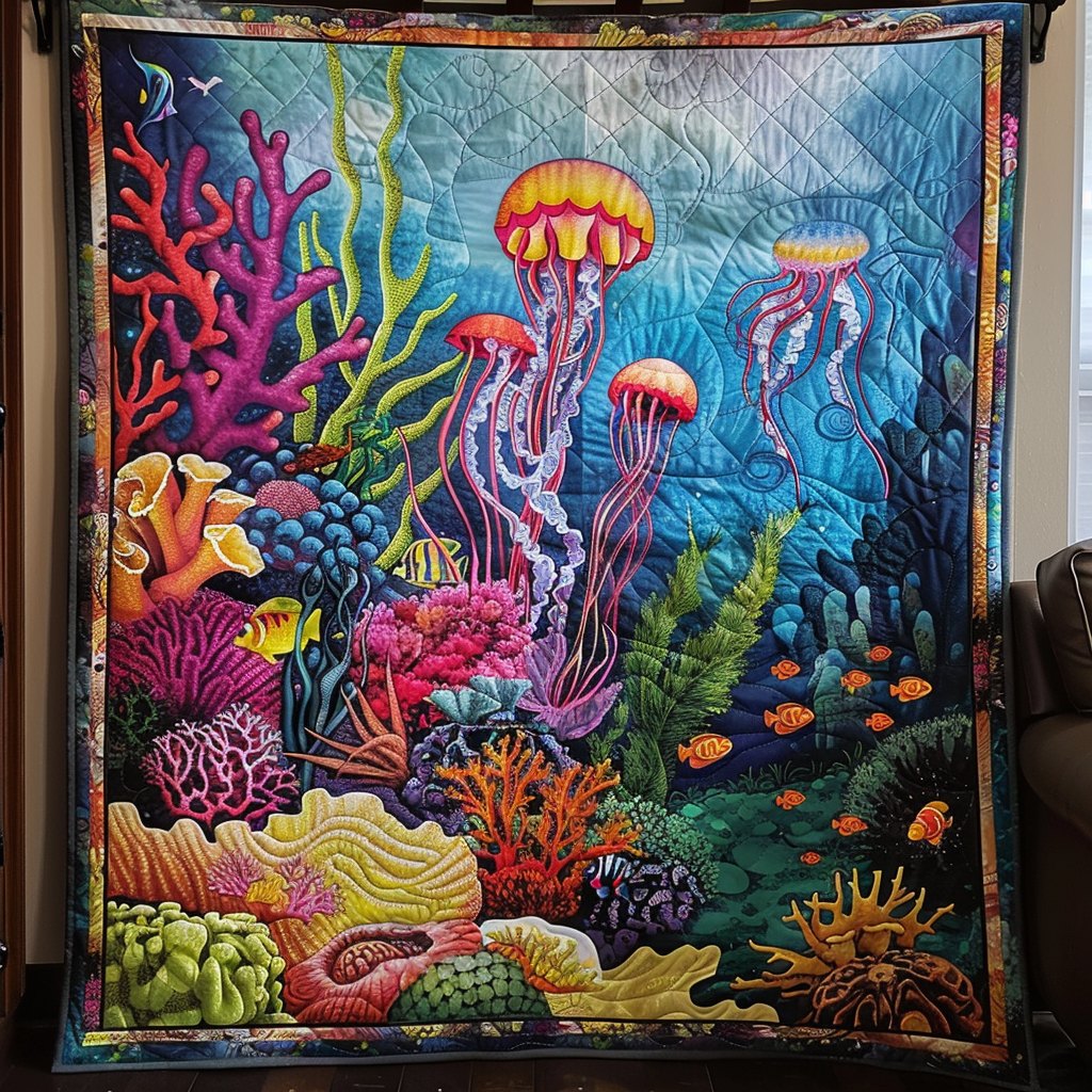 Aquatic Majesty Quilted Blanket printed blanket