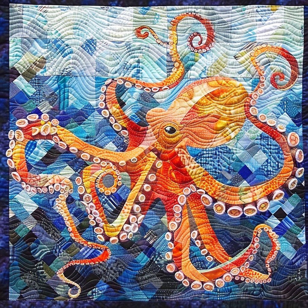 Aquatic Quilted Blanket printed blanket
