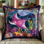 Aquatic Wonders Quilted Cushion Cover printed cushion cover