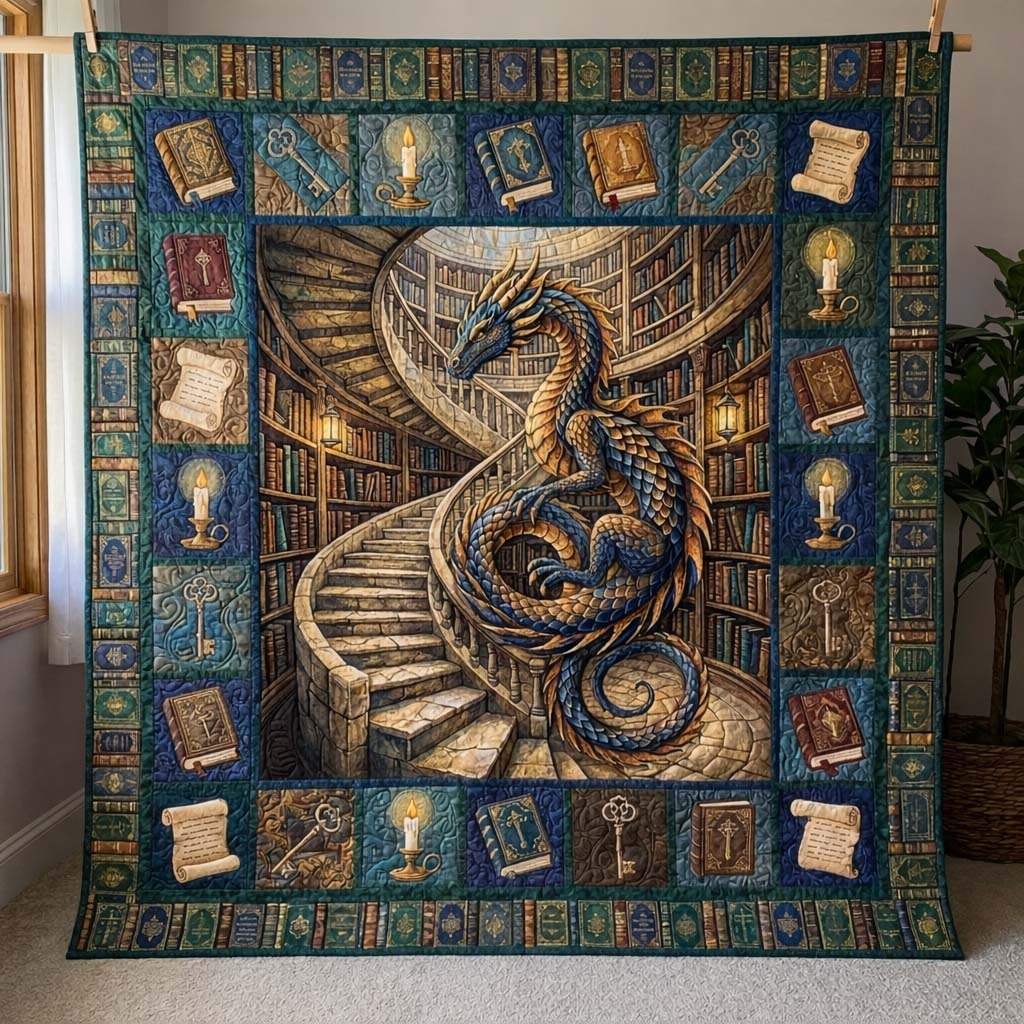 Arcane Library Quilted Blanket printed blanket