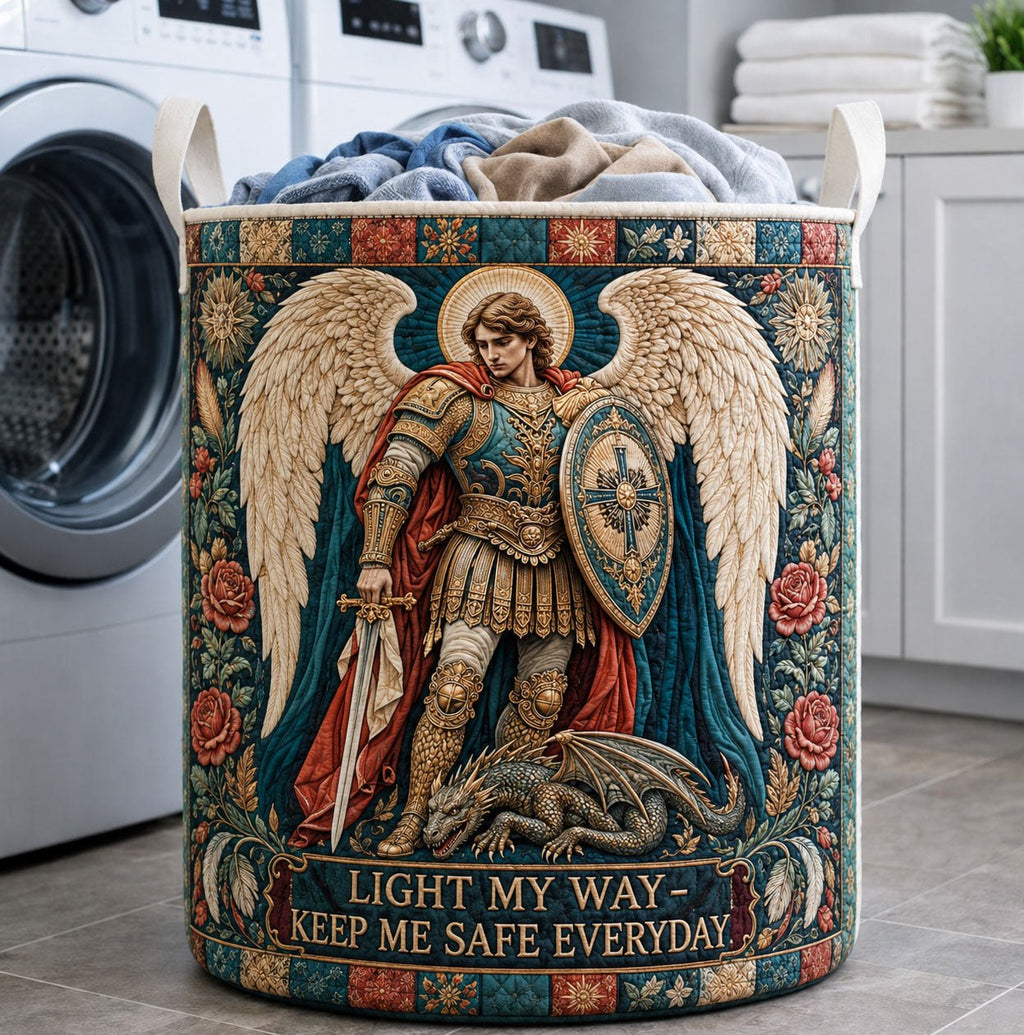 Archangel Of Divine Justice Quilted Laundry Hamper printed laundry hamper