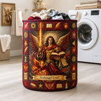 Archangel Uriel Sacred Flame Quilted Laundry Hamper printed laundry hamper