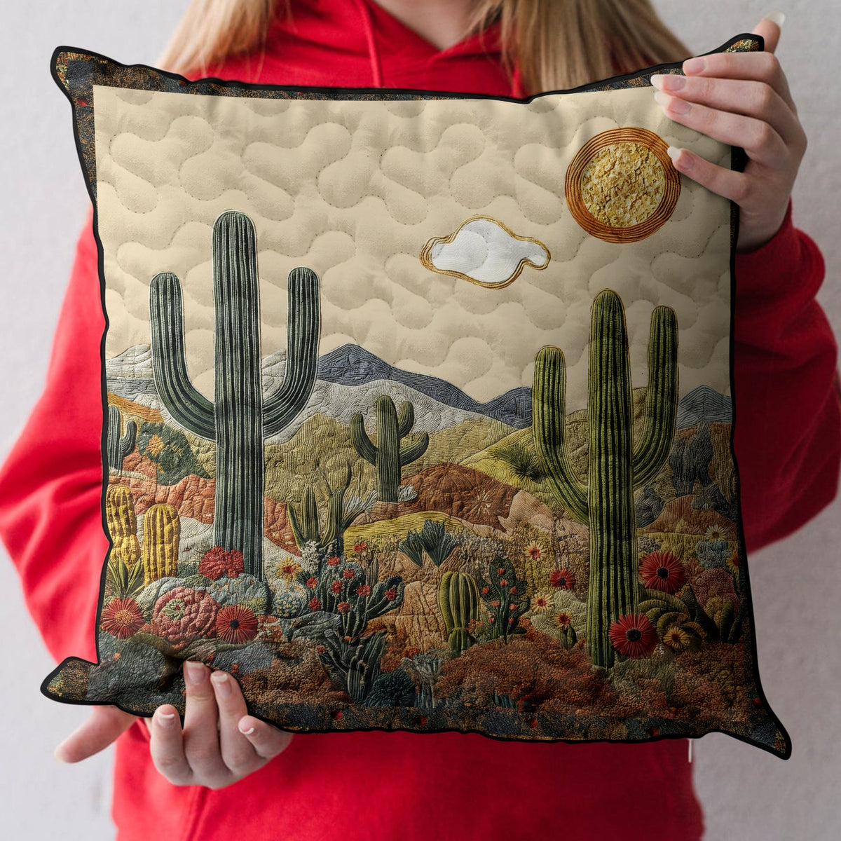 Arid Beauty Quilted Cushion Cover printed cushion cover