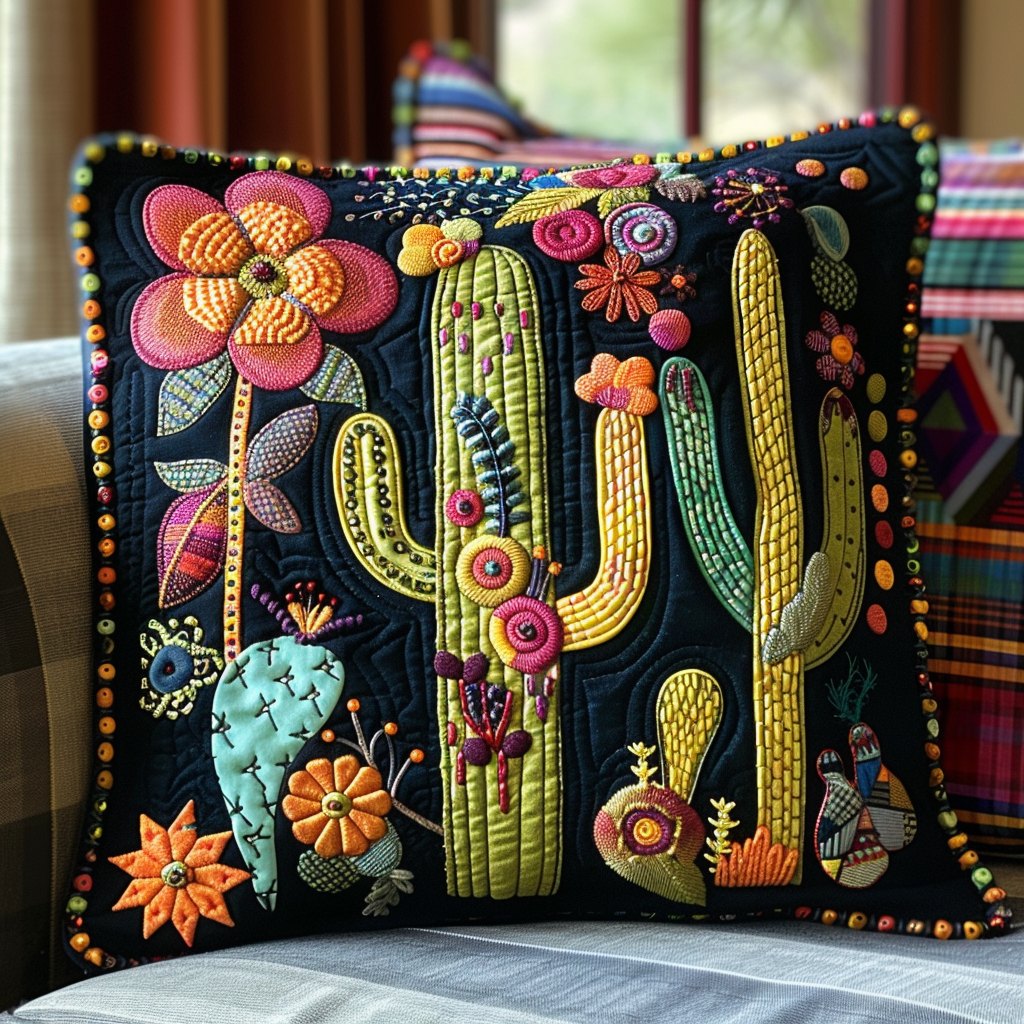 Arid Elegance Quilted Cushion Cover printed cushion cover
