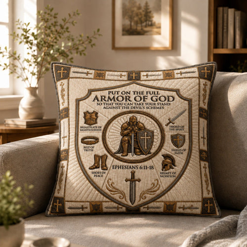 Armor Of God Quilted Pillow Case printed quilted cushion cover
