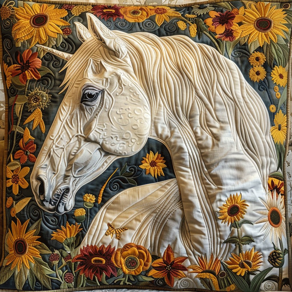 Artistic Horse-Themed Quilted Cushion Cover printed cushion cover