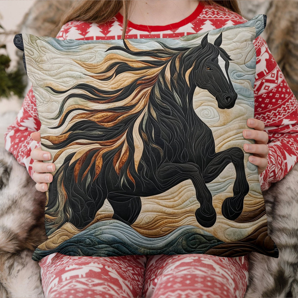 Artistic Mystical Steeds Quilted Cushion Cover printed cushion cover