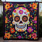 Artistic Sugar Skull Quilted Blanket printed blanket
