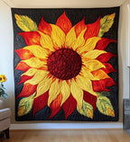 Artistic Sunflower Quilted Blanket printed blanket