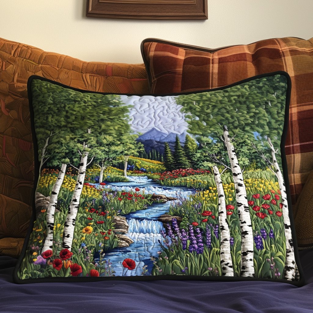 Aspen Wildflowers Path Quilted Bedding Cushion Cover printed cushion cover