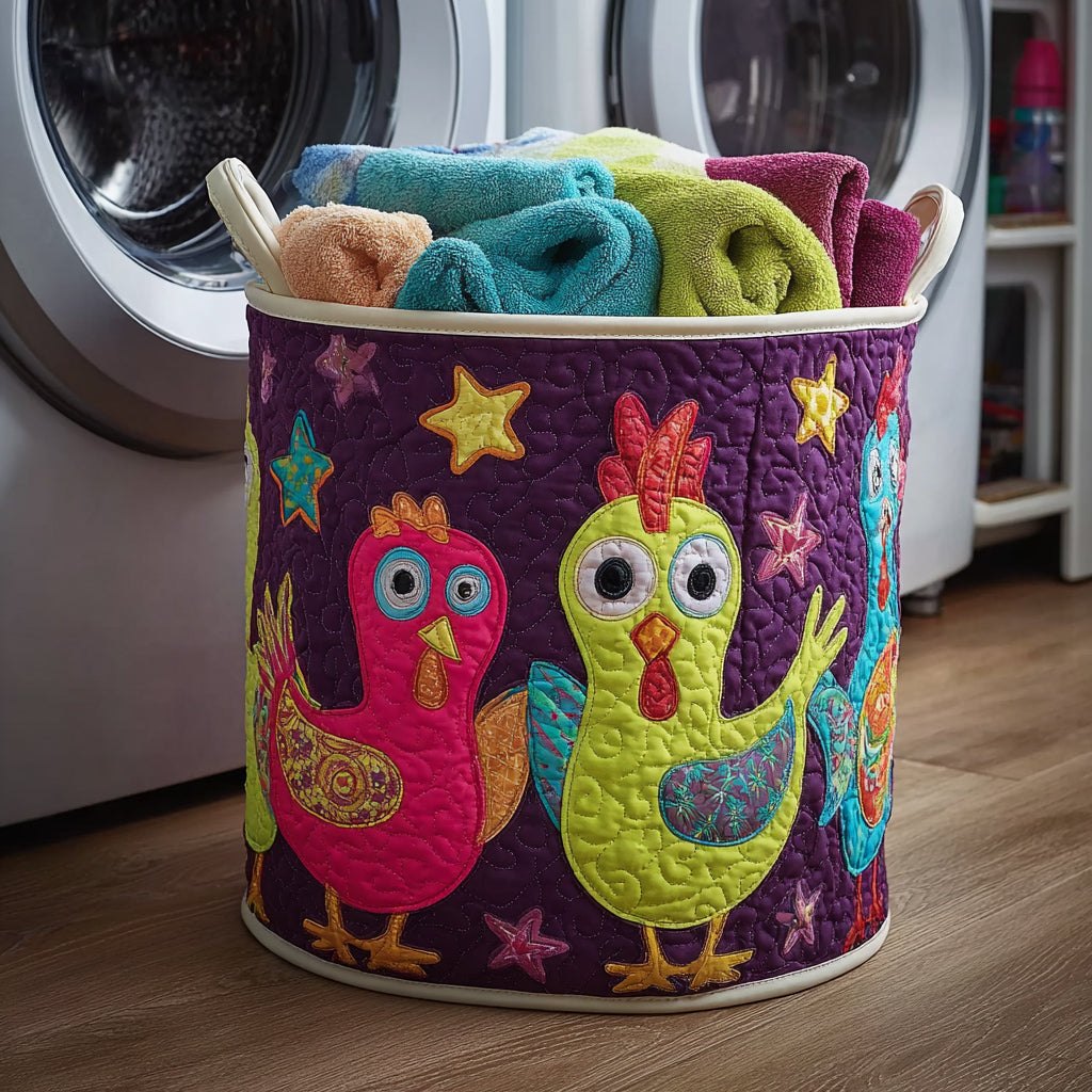 Astral Chicken Quilted Laundry Hamper printed laundry hamper