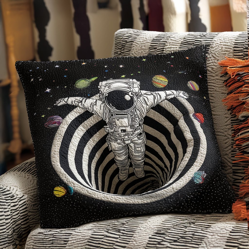 Astronaut Spiral Quilted Cushion Cover printed cushion cover