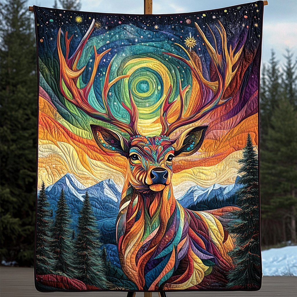 Aurora Antlers Quilted Blanket printed blanket