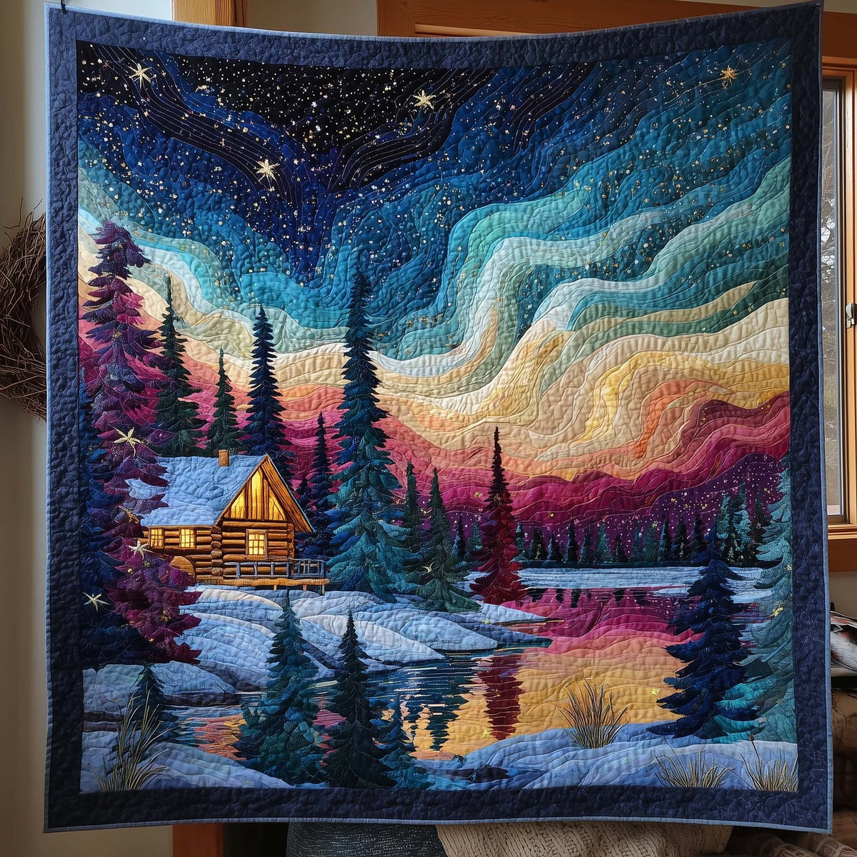 Aurora Borealis Quilted Blanket printed blanket