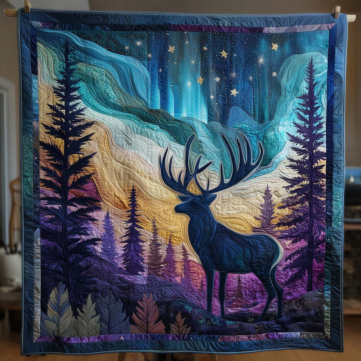 Aurora Borealis Quilted Blanket printed blanket
