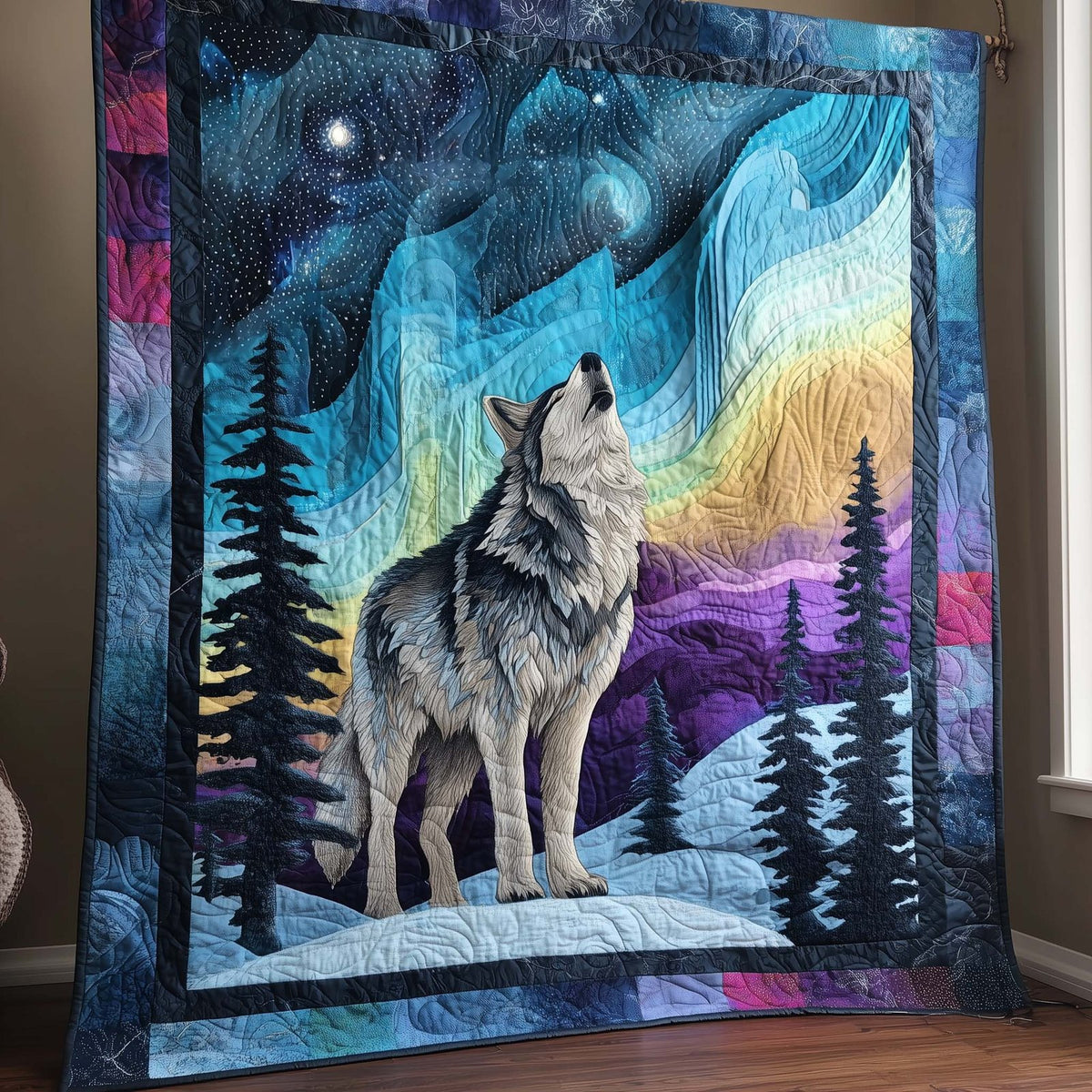 Aurora Borealis Quilted Blanket printed blanket